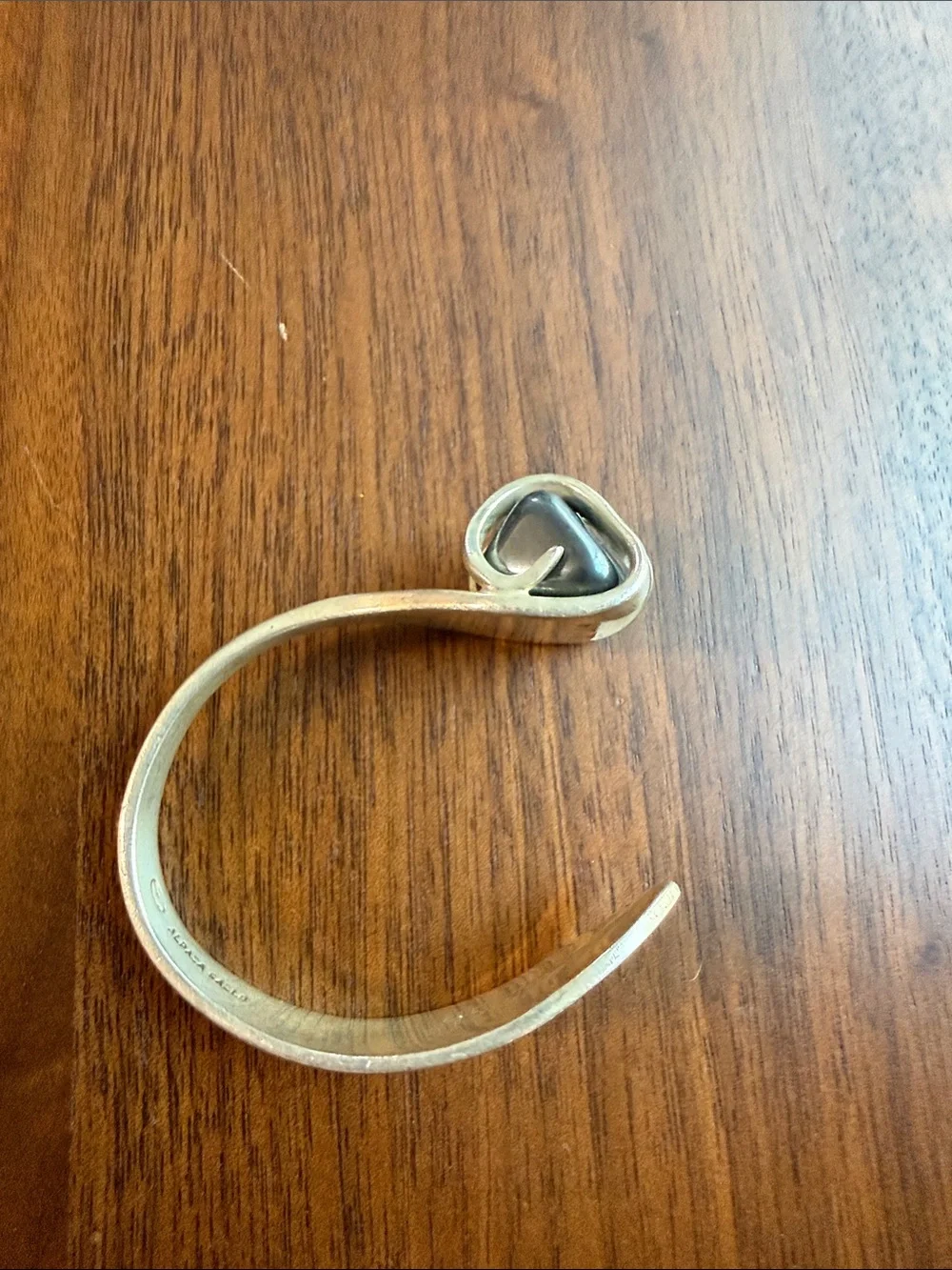 Silver Fork Bracelet With Center Stone
